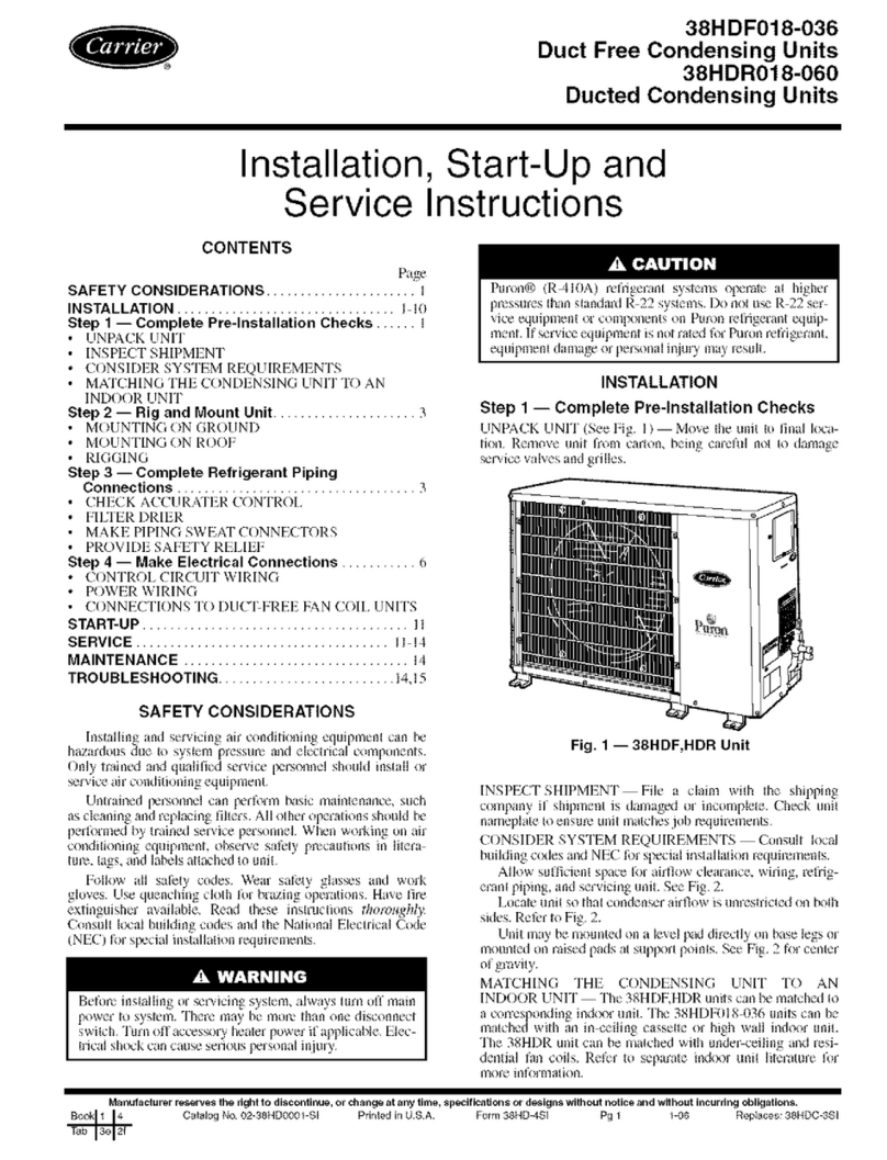 Carrier 38HDF018-036 Dimensions and installation guide