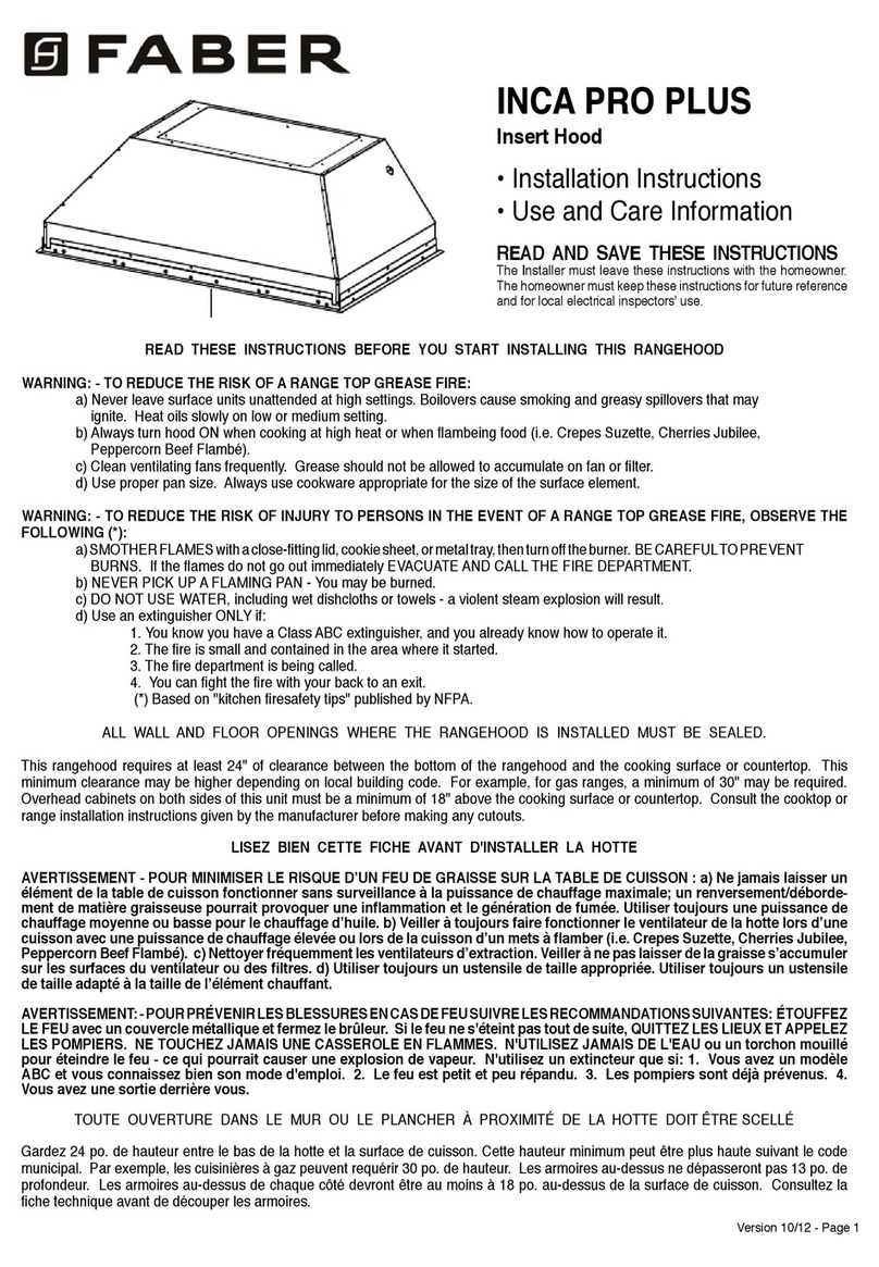 Faber INCA PRO PLUS installation instructions