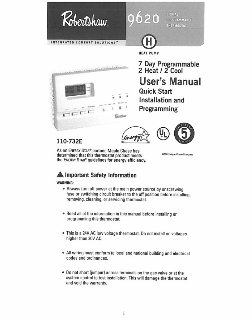 Robertshaw 9620 quick start guide