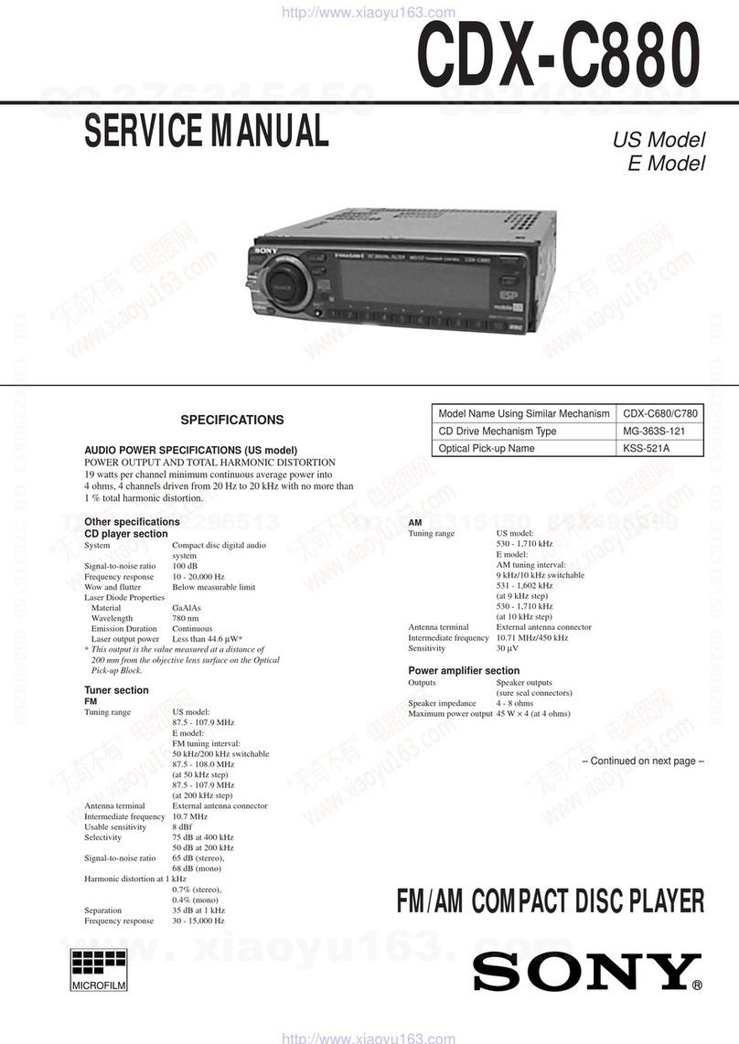 Sony CDX-C880 - Fm/am Compact Disc Player Service manual