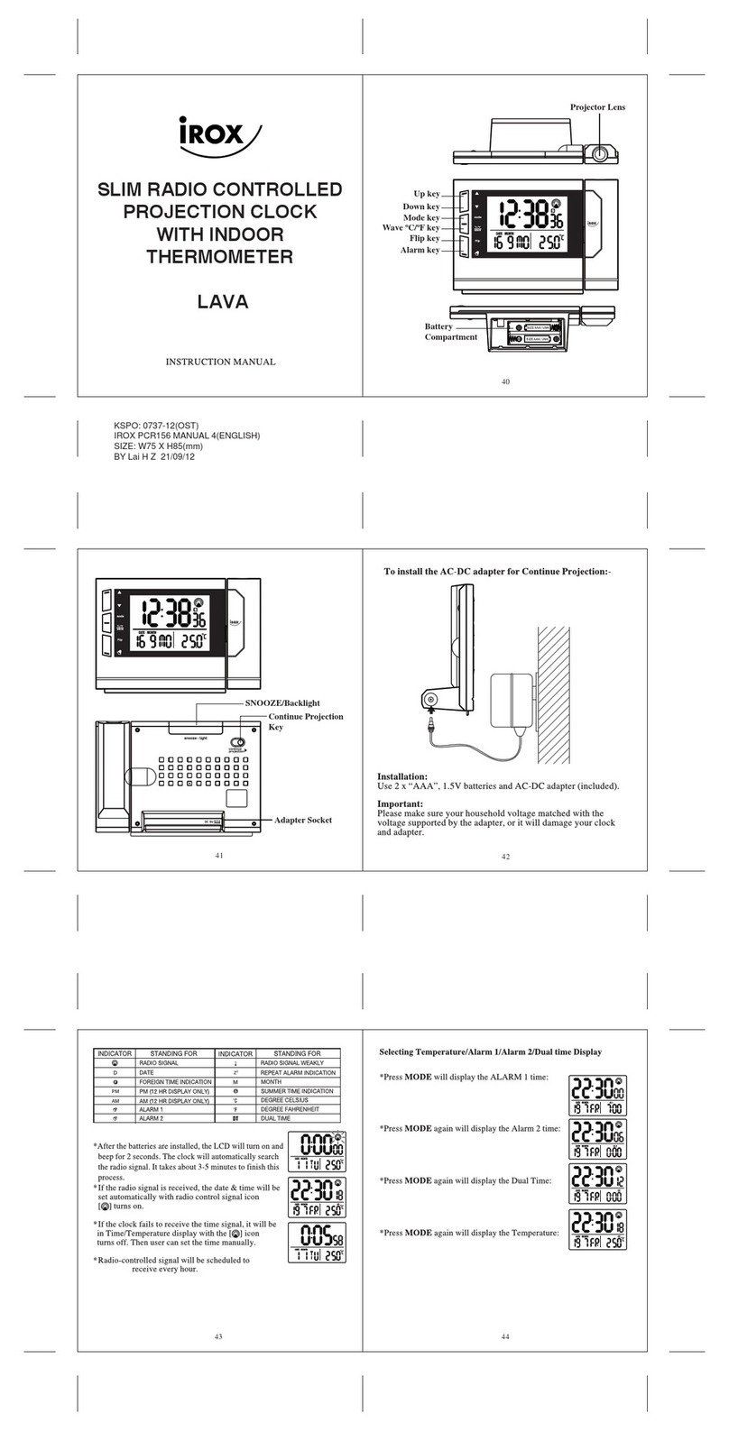 IROX LAVA instruction manual