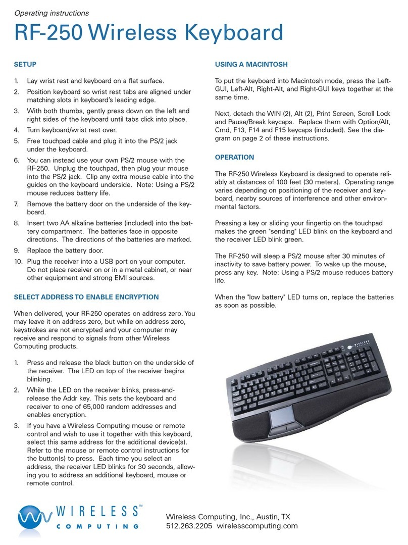Wireless Computing RF-250 operating instructions