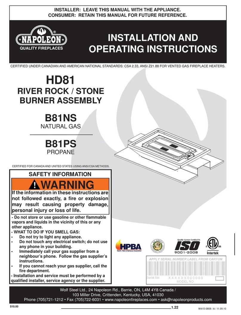 Napoleon HD81 Installation and operating instructions