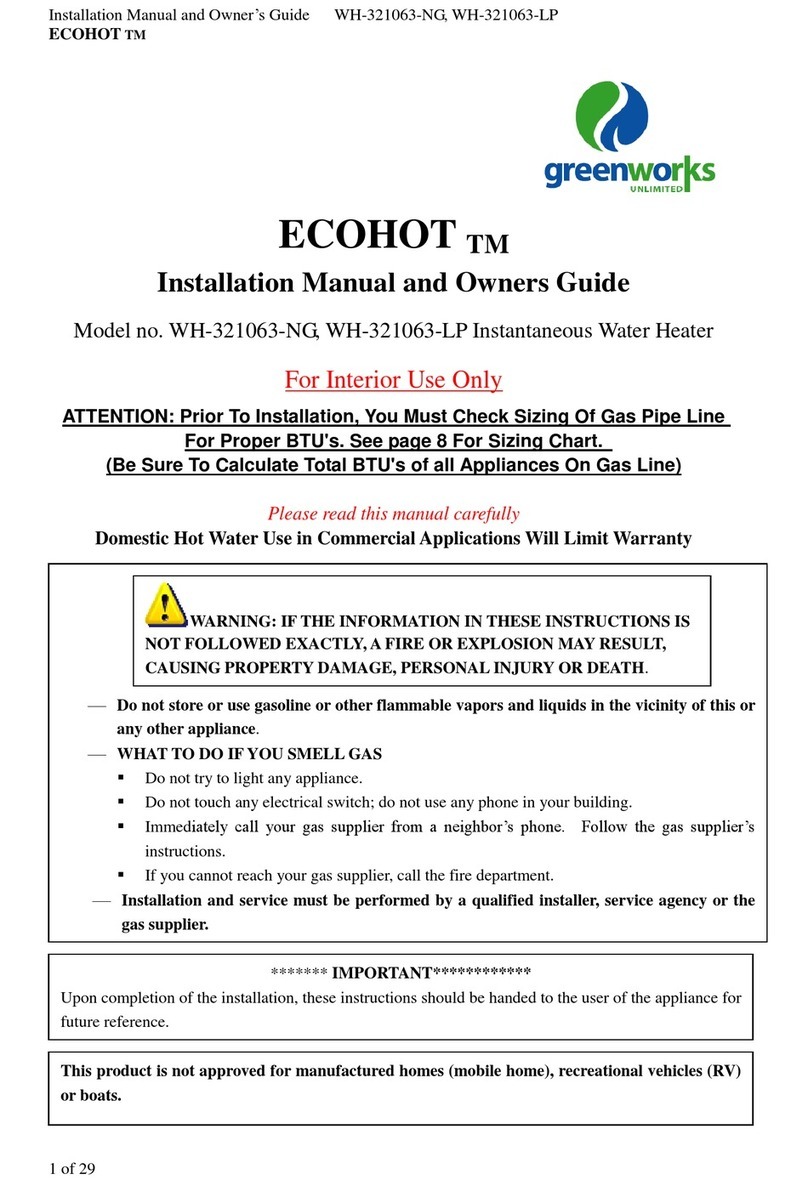 GreenWorks ECOHOT WH-321063-NG installation manual