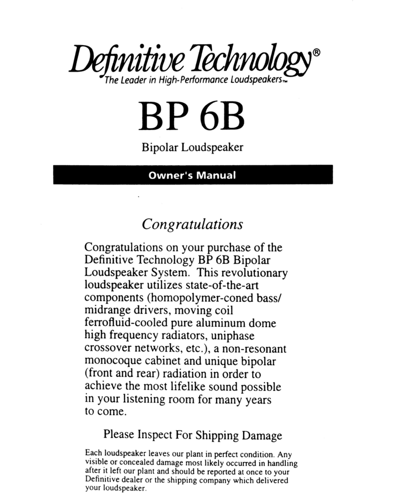 Definitive Technology BP6B User manual