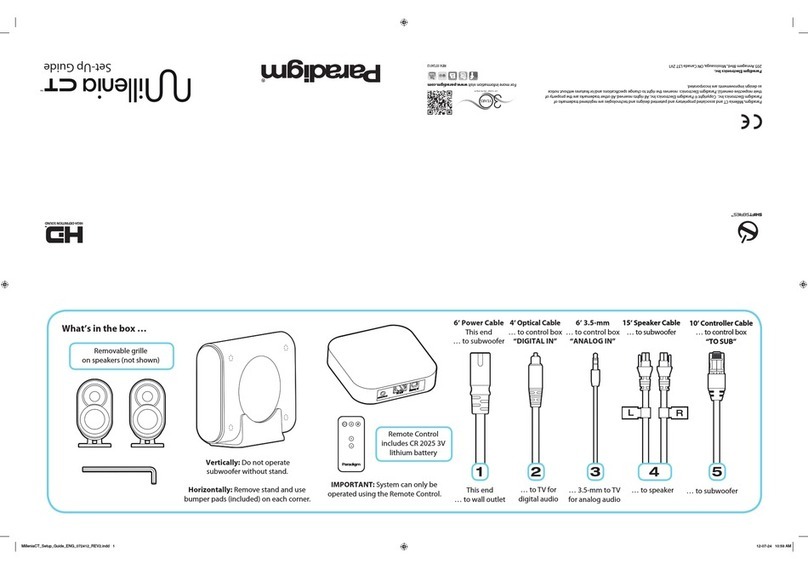 Paradigm Millenia One CT User manual Paradigm Millenia One CT User manual
