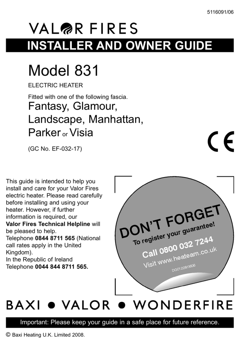 Valor Fires 831 Installer and owner guide