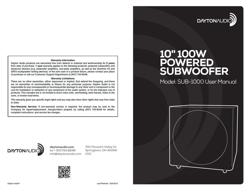 DaytonAudio SUB-1000 user manual