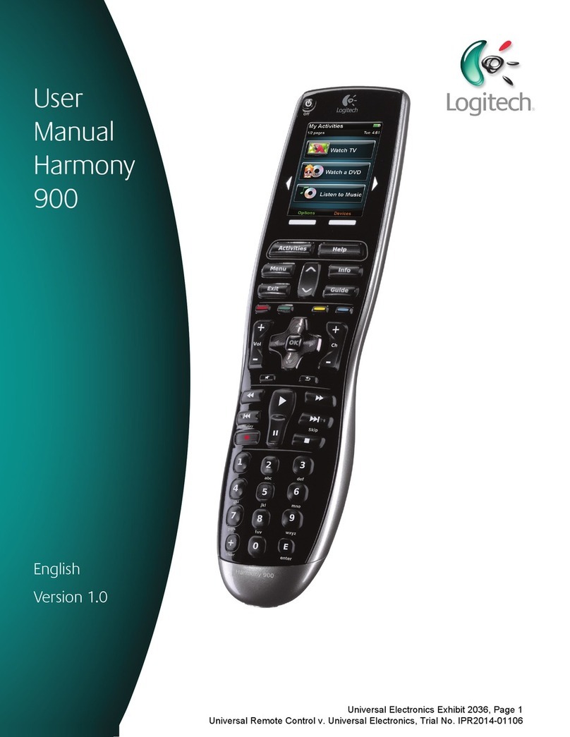 Logitech Harmony 900 User manual Logitech Harmony 900 User manual