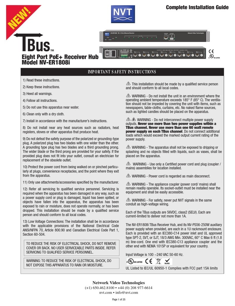 Network Video Technologies TBus NV-ER1808i User manual