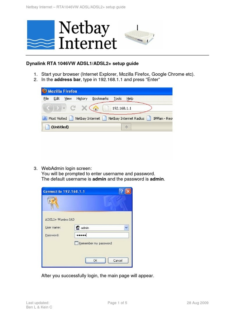 Dynalink RTA 1046VW ADSL1 User manual