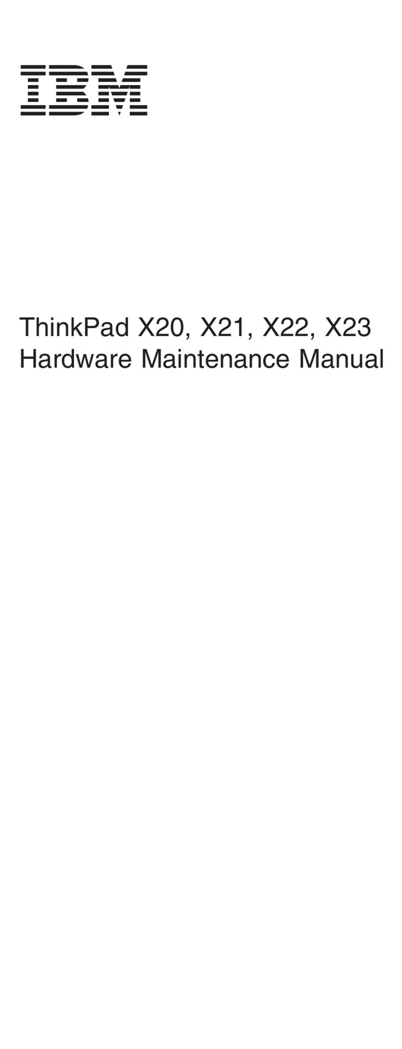 IBM ThinkPad X20 Hardware Maintenance Manual