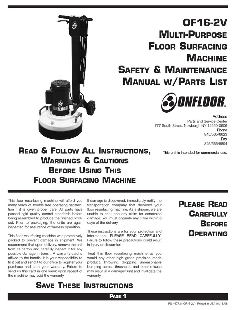 Onfloor OF16-2V Safety & maintenance manual w/parts list Onfloor OF16-2V Safety & maintenance manual w/parts list