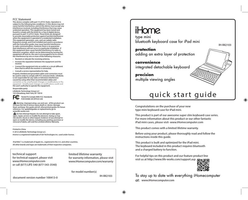 iHome IH-IM2103 quick start guide