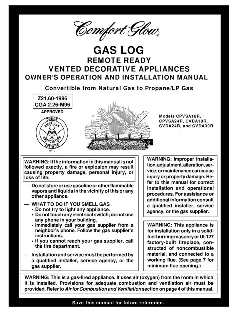 Comfort Glow CPVSA18R OWNER'S OPERATION AND INSTALLATION MANUAL