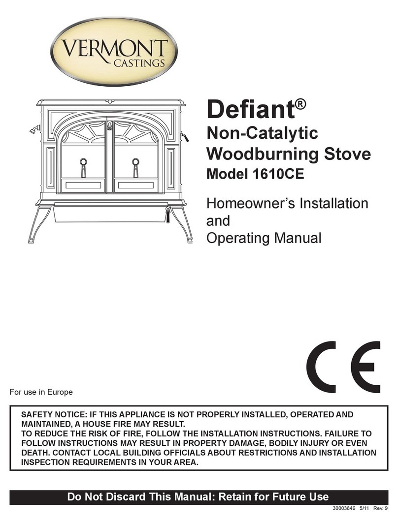 Vermont Castings Defiant 1610C Homeowner's installation and operating manual