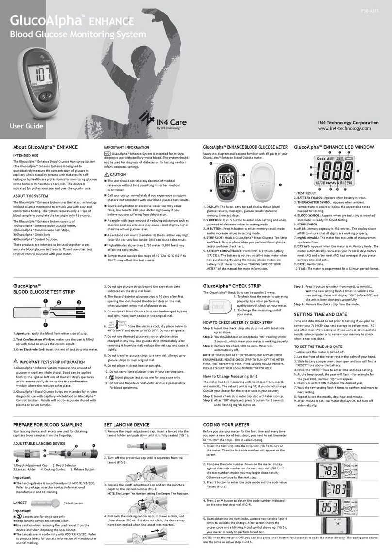 in4 care GlucoAlpha Enchance user guide