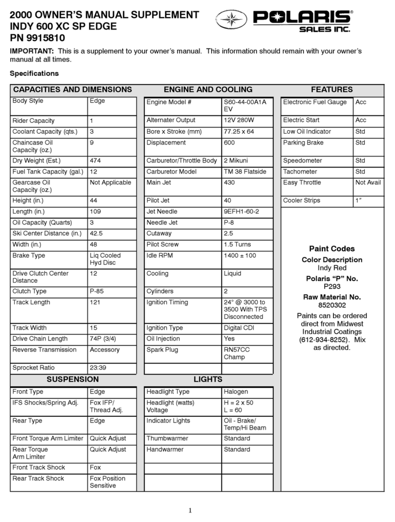 Polaris 2000 INDY 600 XC SP EDGE Configuration guide