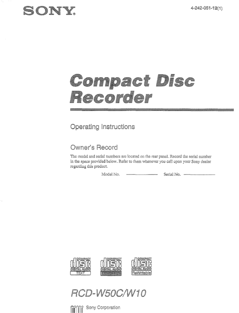 Sony RCD-W50C - Cd/cdr Recorder/player operating instructions