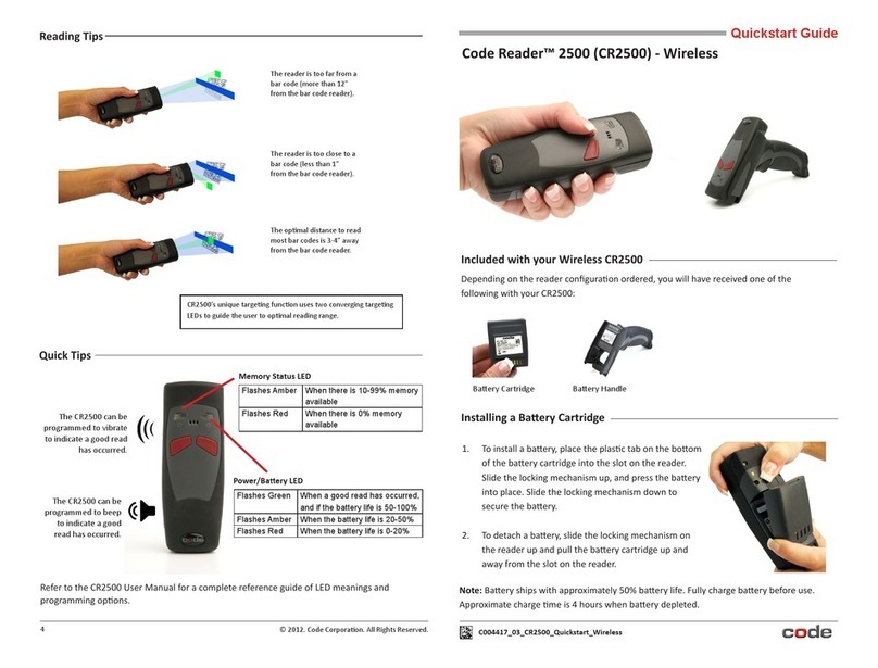 Code Reader 2500 CR2500) quick start guide