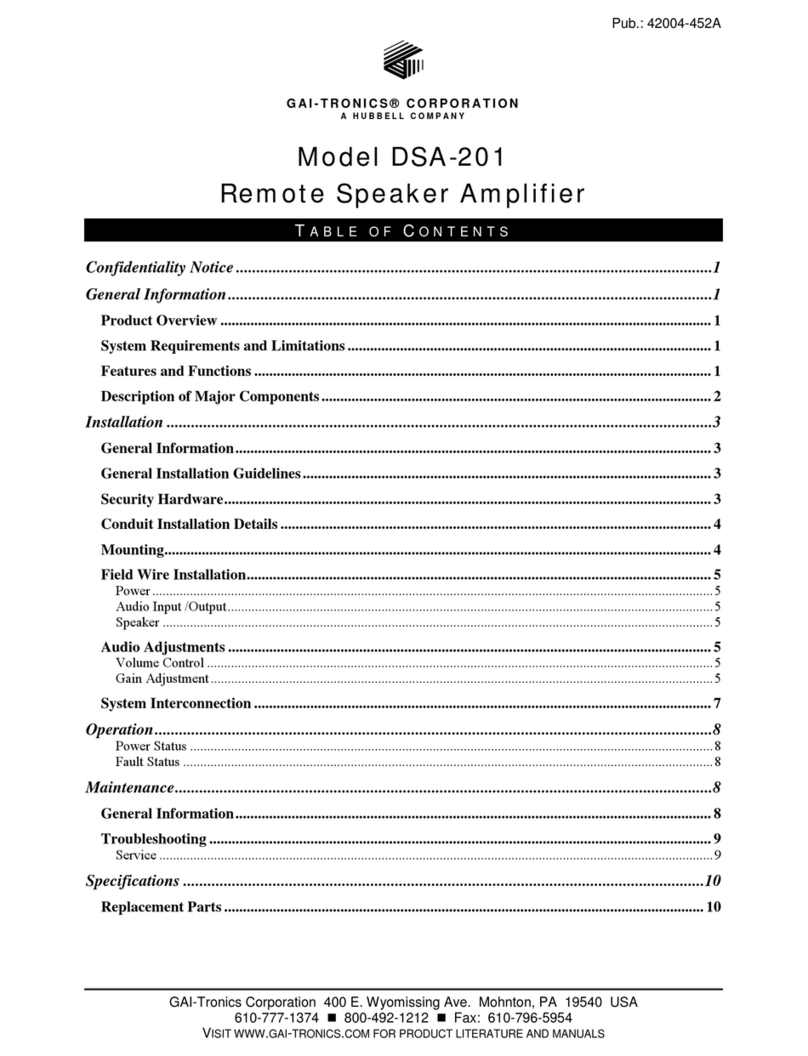 GAI-Tronics DSA-201 User manual