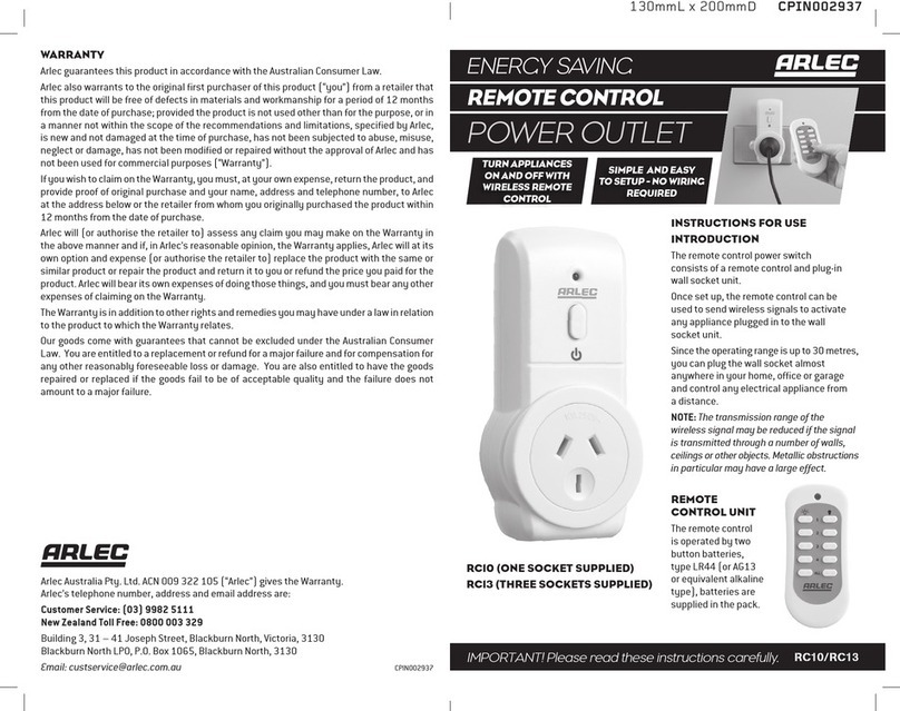 Arlec RC10 Instructions for use