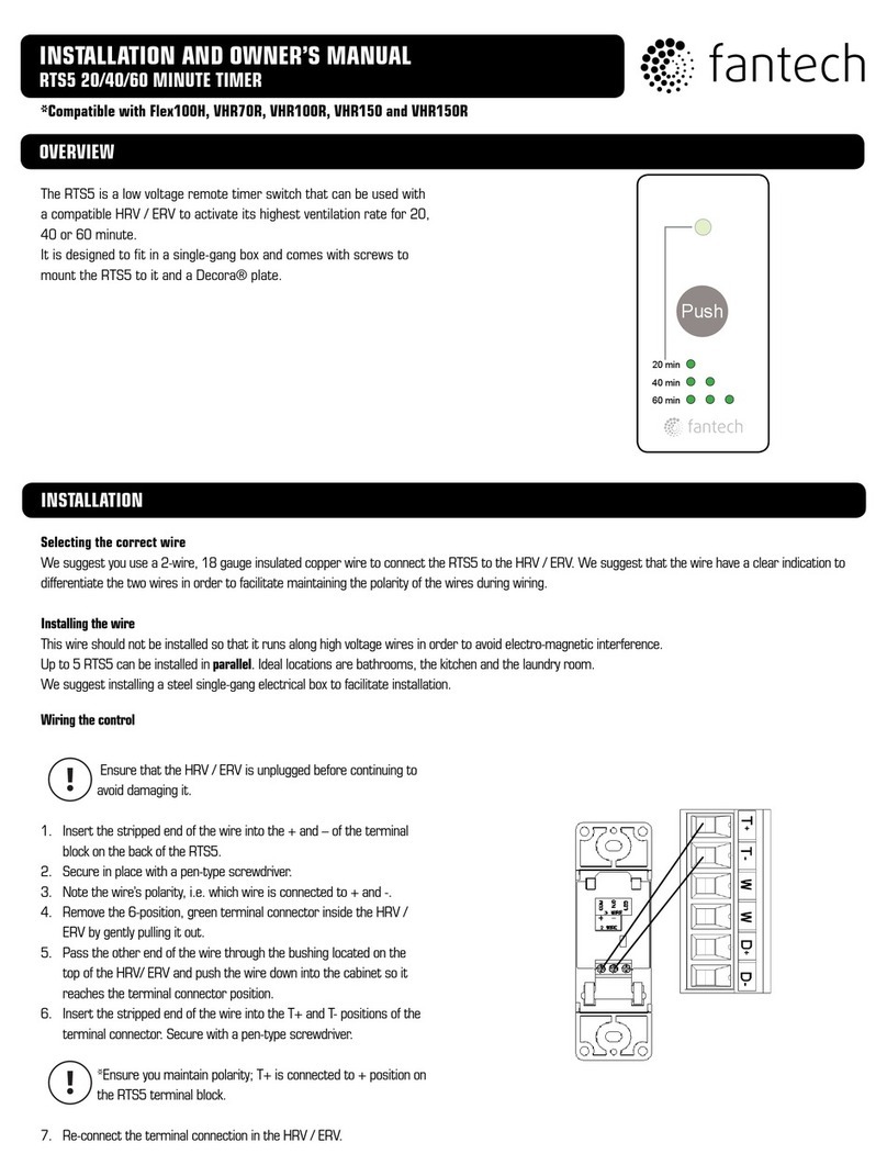 Fantech RTS5 Installation and owner's manual