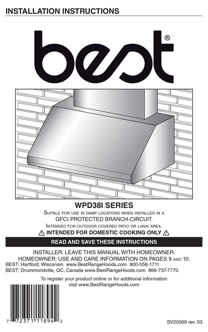 BEST Range Hoods WPD38I SERIES installation instructions BEST Range Hoods WPD38I SERIES installation instructions