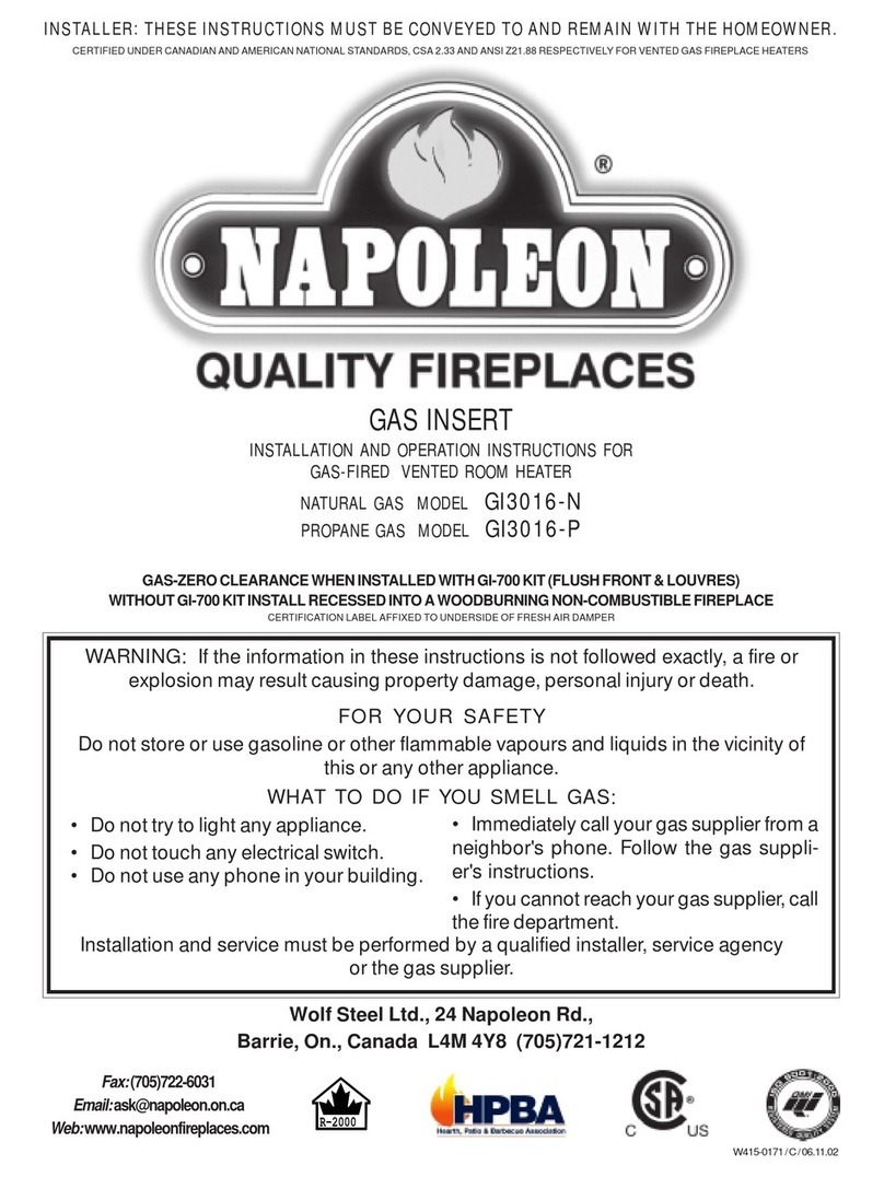 Napoleon GI3016-N Installation and operation instructions