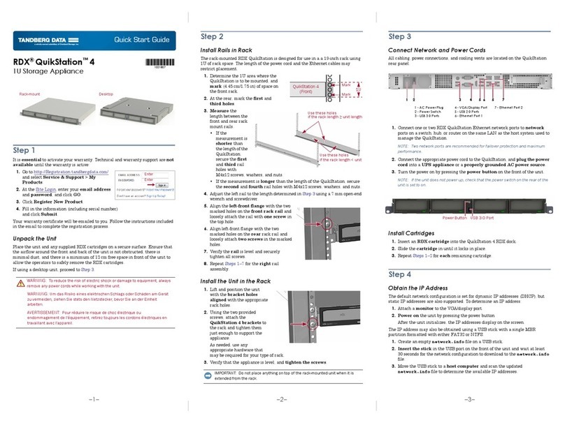 Tandberg Data RDX QuikStation 4 Quick start guides