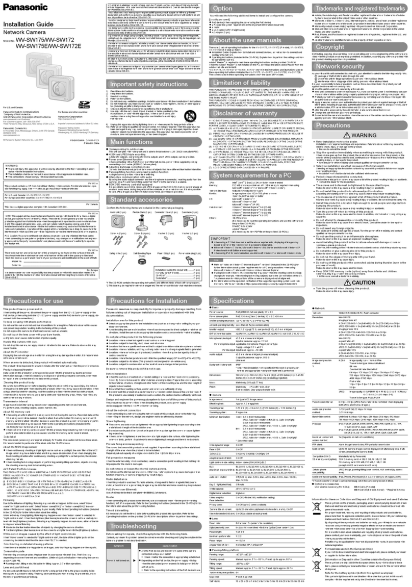 Panasonic WV-SW175 User manual