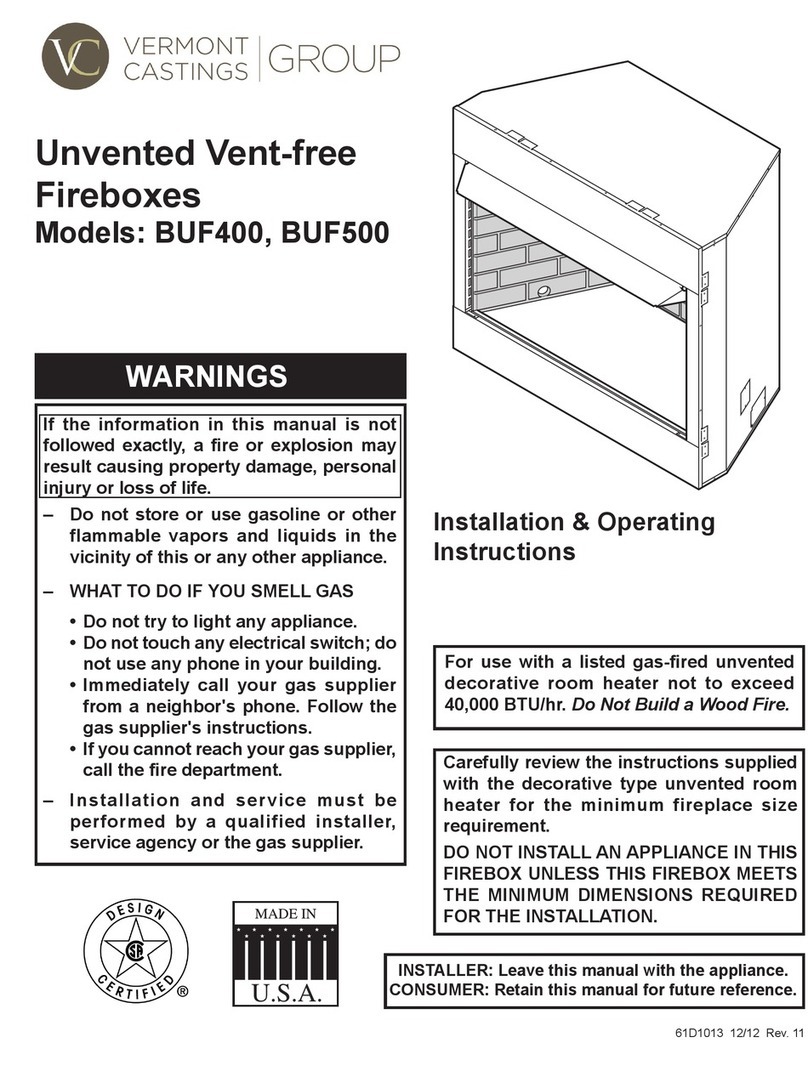 Vermont Castings BUF400 Installation & operating instruction