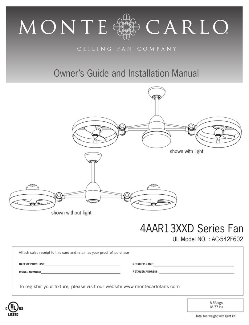 Monte Carlo Fan Company 4AAR13XXD Series Owner's guide and installation manual Monte Carlo Fan Company 4AAR13XXD Series Owner's guide and installation manual