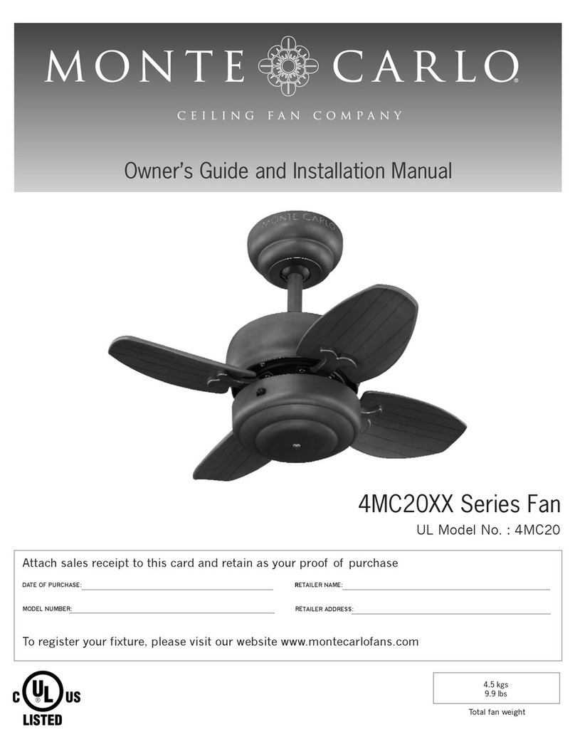 Monte Carlo Fan Company 4MC20XX Series Owner's guide and installation manual