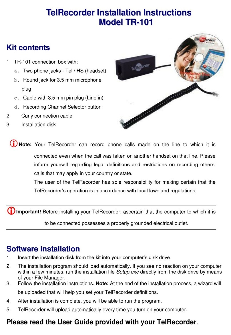TelRecorder TR-101 installation instructions