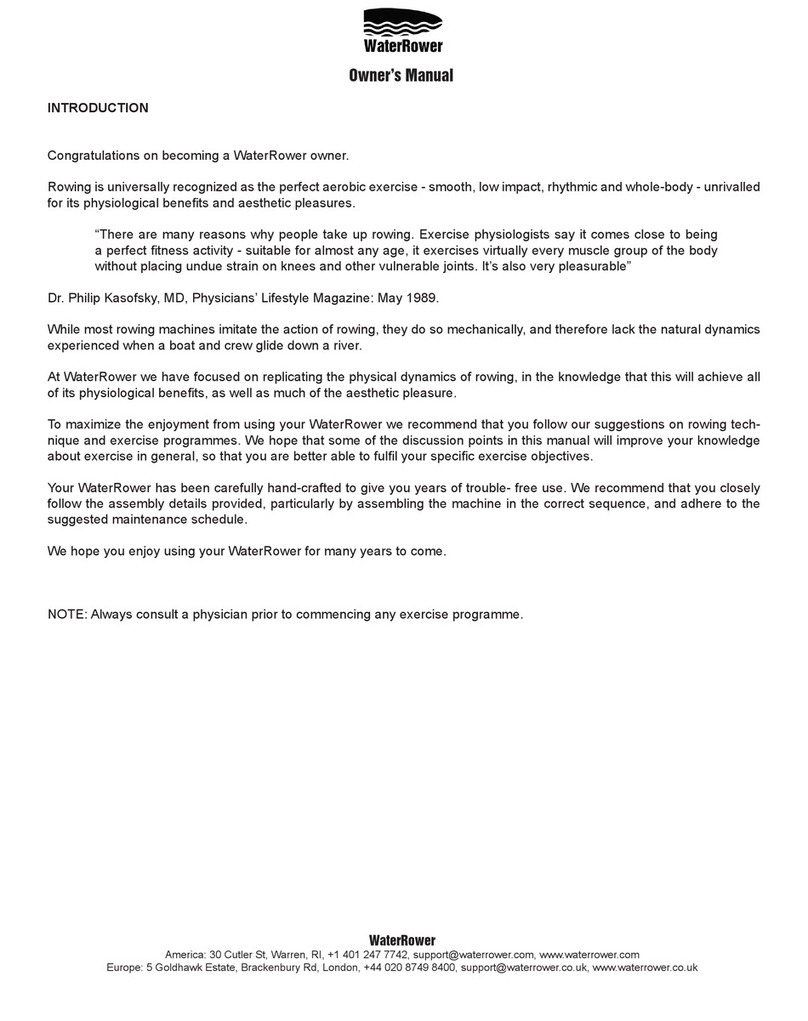 WaterRower S4 User manual WaterRower S4 User manual