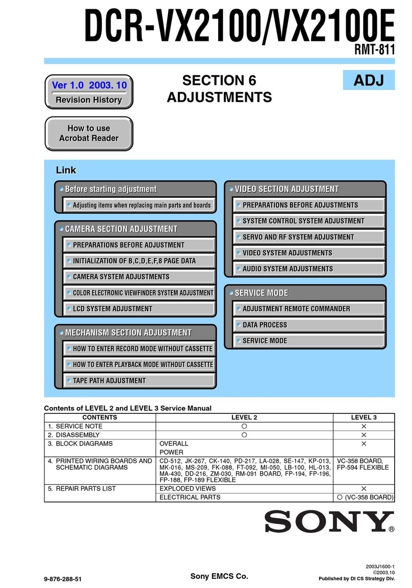 Sony DCR VX2100 - Handycam Camcorder - 380 KP Adjustment manual