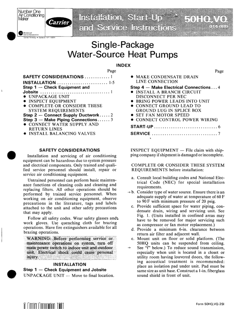 Carrier 50HQ Dimensions and installation guide