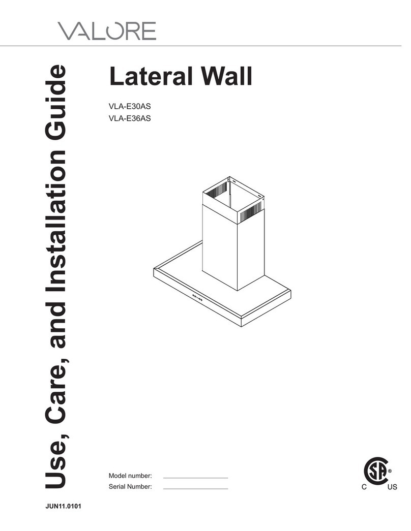 Valore VLA-E30AS Use, care and installation guide Valore VLA-E30AS Use, care and installation guide