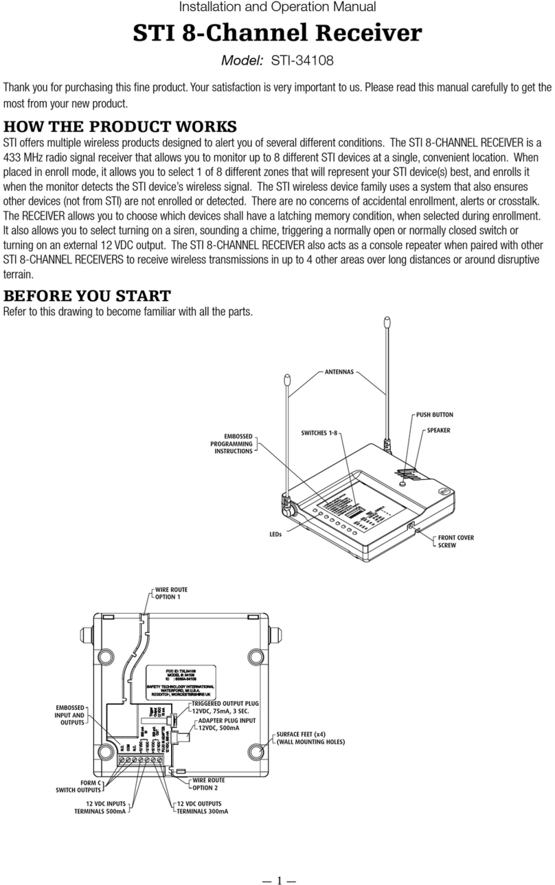 Safety Technology International STI-34108 Installation and operation manual