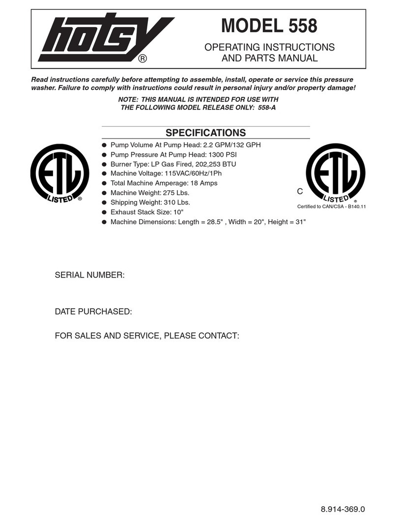 Hotsy 558 Operating instructions and parts manual Hotsy 558 Operating instructions and parts manual