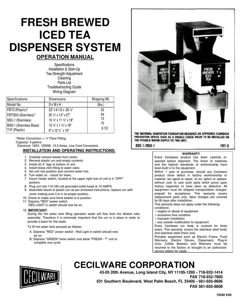 Cecilware FBT-3 User manual Cecilware FBT-3 User manual