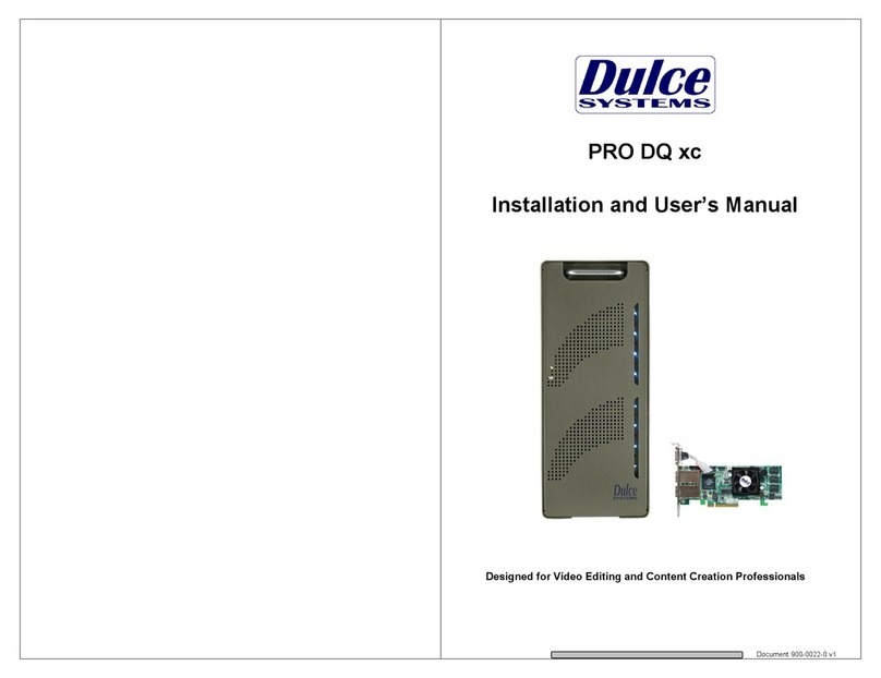 Dulce systems PRO DQ xc Installation and user manual Dulce systems PRO DQ xc Installation and user manual