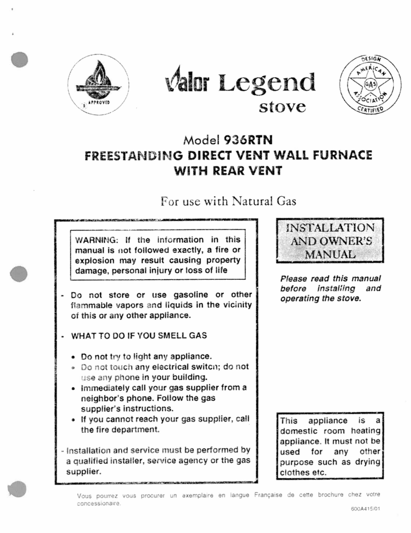 Valor 936RTN Legend Installation and owner's guide