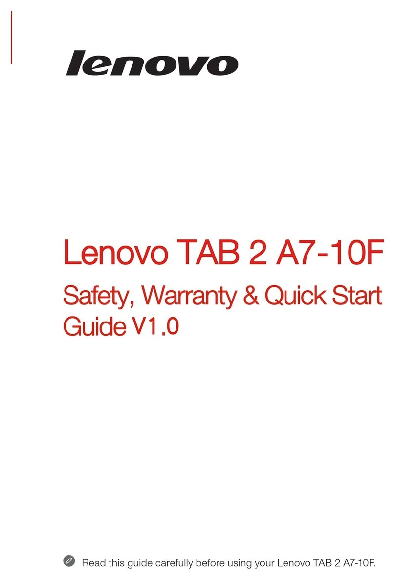 Lenovo TAB 2 A7-10F Safety, warranty & quick start guide