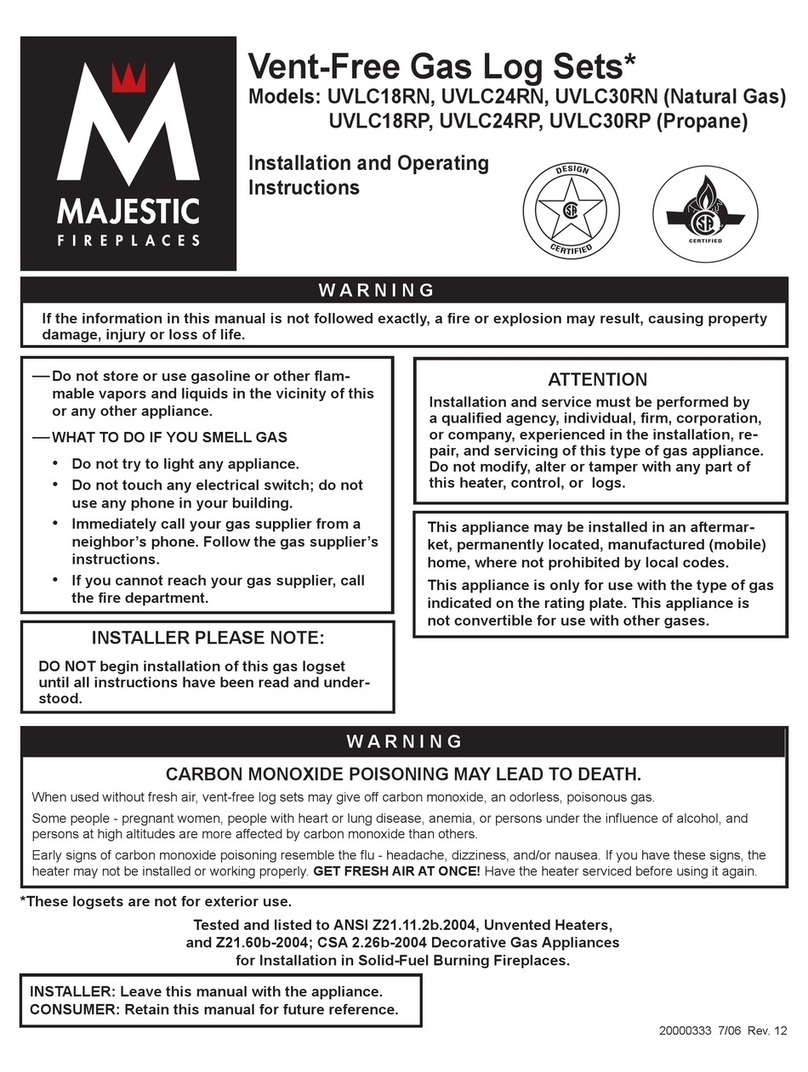 Majestic fireplaces Woodland UVLC18RN Installation and operating instructions Majestic fireplaces Woodland UVLC18RN Installation and operating instructions