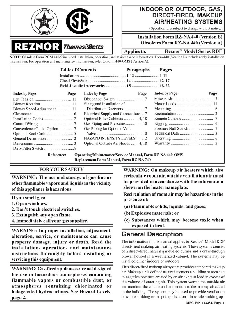 Reznor RDF Series Operating/technical manual