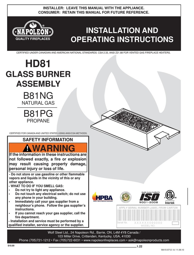 Napoleon B81NG Installation and operating instructions Napoleon B81NG Installation and operating instructions