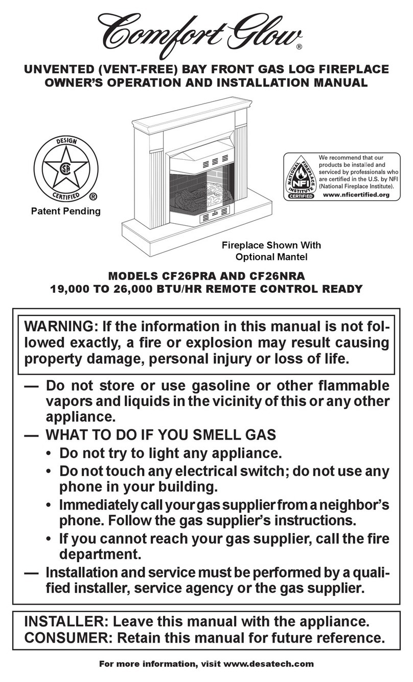 Comfort Glow CF26PRA OWNER'S OPERATION AND INSTALLATION MANUAL Comfort Glow CF26PRA OWNER'S OPERATION AND INSTALLATION MANUAL