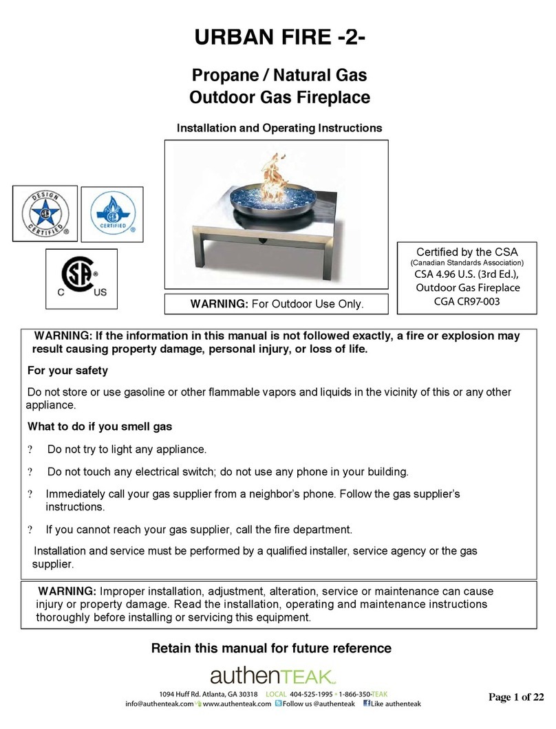 AuthenTeak Urban Fire 2 Installation and operating insctruction manual